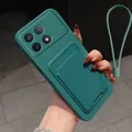 Custodia per telefono con supporto per borsa per slot per schede in silicone liquido di lusso per XiaoMi Redmi 13C 14C 4G Nota 12 13 14 Pro Plus 5G Cover posteriore