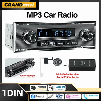 Grandnavi 1Din Car Radio MP3 Player Classic Car Retro Audio Stereo With DAB+Box Support FM AUX EQ