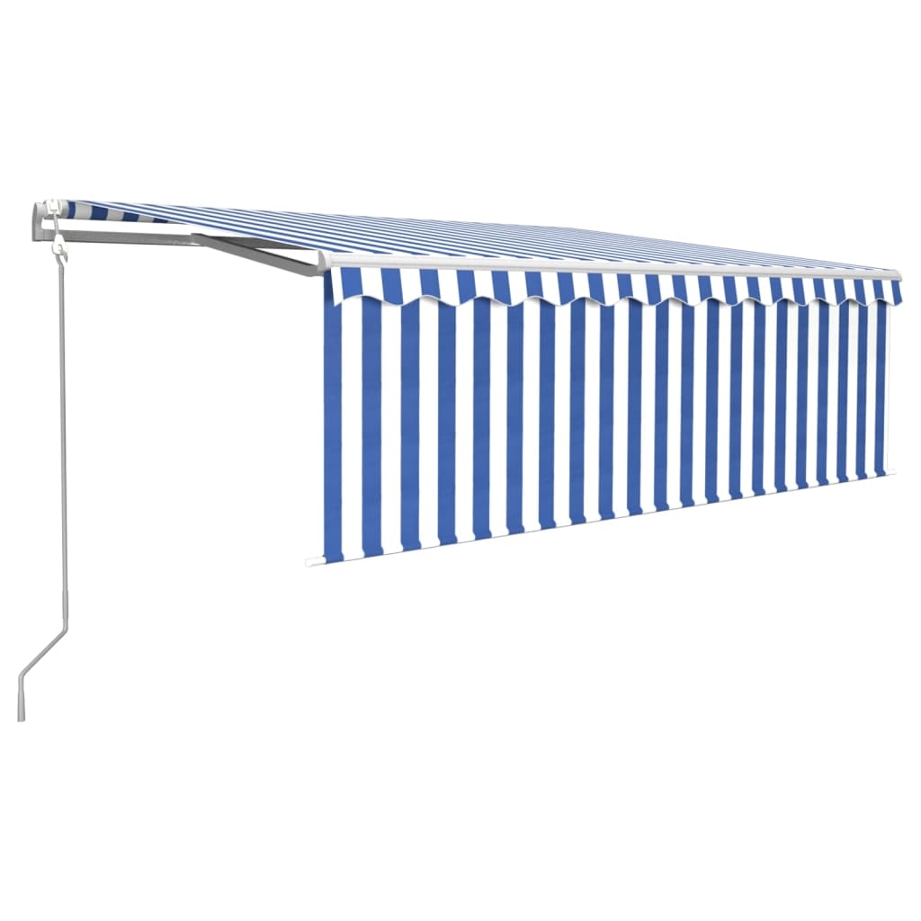 vidaXL Markise Automatisch mit Rollo LED Windsensor 4x3 m Blau & Weiß Image