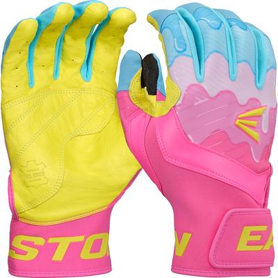 Easton Walk-Off Ethos Drip Adult Baseball Batting Gloves Yellow/Blue/Pink
