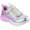 Sneaker SKECHERS "COSMIC GLOW LIGHTS", Kinder, Gr. 28, bunt (silberfarben, rosa), Textil, Lederimitat, kontrastfarbene Details, modisch, Schuhe, Klettschuh mit Glitzer, Größenschablone zum Download
