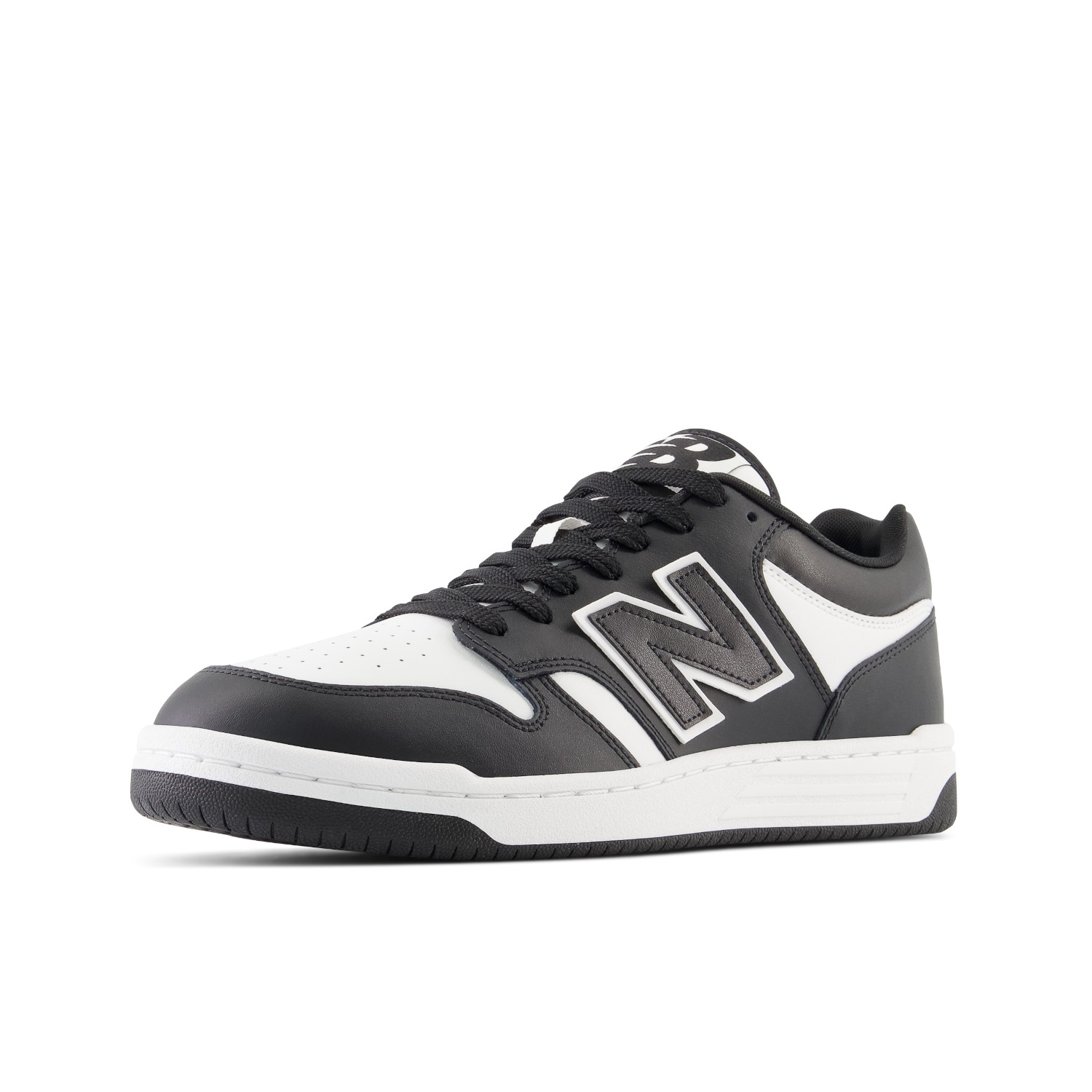 Sneaker NEW BALANCE "480", Gr. 44,5, schwarz-weiß (weiß, schwarz), Leder, Schuhe