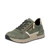 Sneaker RIEKER, Damen, Gr. 36, grün (oliv, goldfarben), Lederimitat, Textil, unifarben mit Farbeinsatz, sportlich, Schuhe, Freizeitschuh, Schnürschuh, Halbschuh mit modischen Akzenten