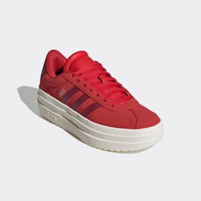 Plateausneaker ADIDAS SPORTSWEAR "VL COURT BOLD LIFESTYLE KIDS", Gr. 39, collegiate rot, sanftes weiß, collegiate burgundy, Leder, Synthetik, sportlich, Schuhe, Design auf den Spuren des adidas Gazelle Bold Image