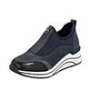 Slip-On Sneaker REMONTE "Elisabeth Hurley-Collection", Damen, Gr. 45, blau (nachtblau), Lederimitat, Lacklederimitat, Textil, sportlich, Schuhe, Keilsneaker, Slipper, Schlupfschuh, Freizeitschuh, vegan