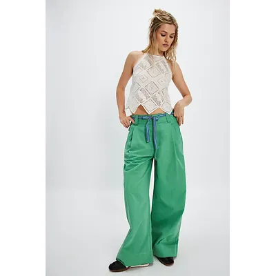 Buckle Back Trousers at Free People in Holly Green, Size: US 12