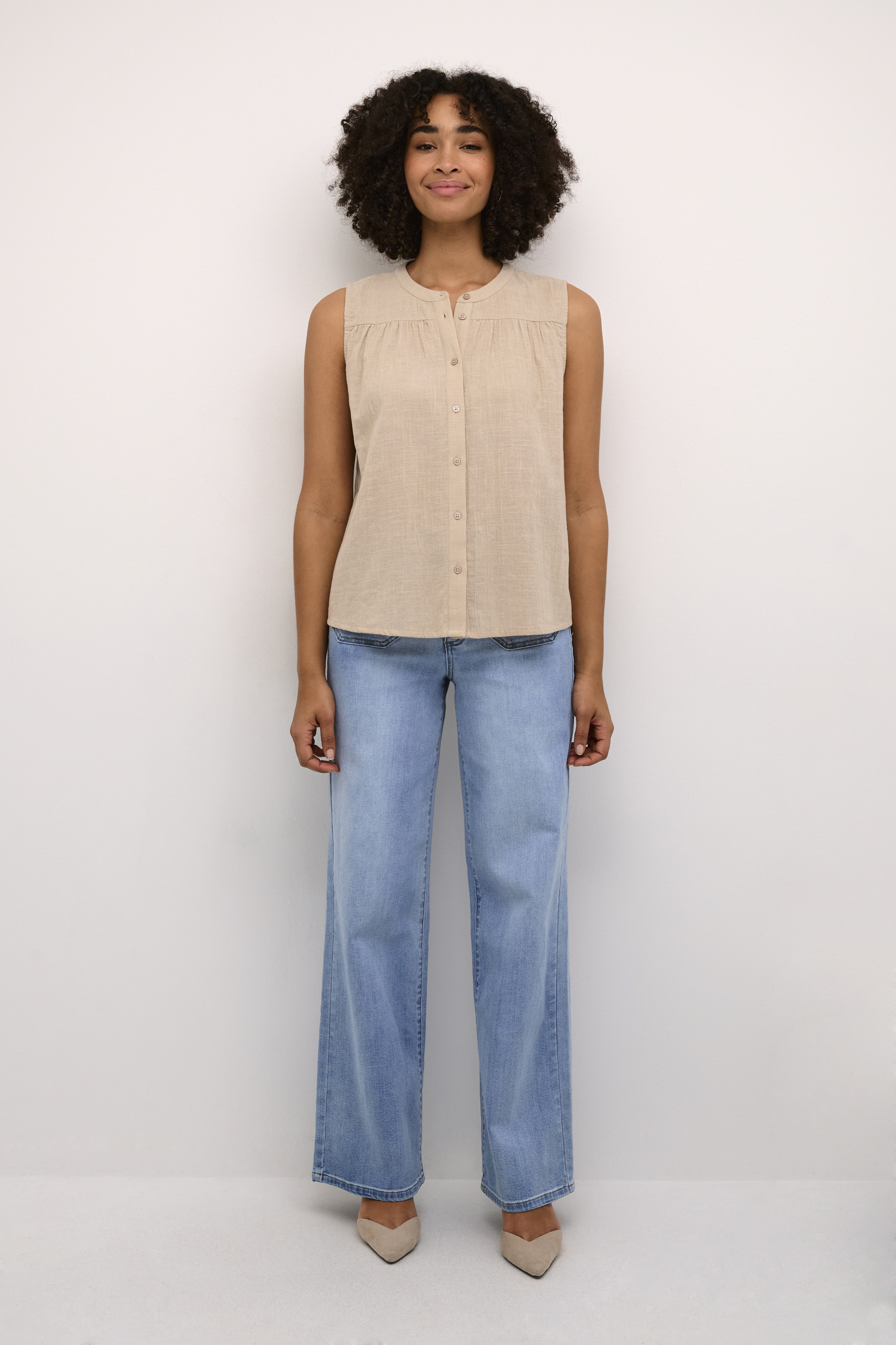 Kurzarm-Bluse Regular fit Feather Gray beige Image
