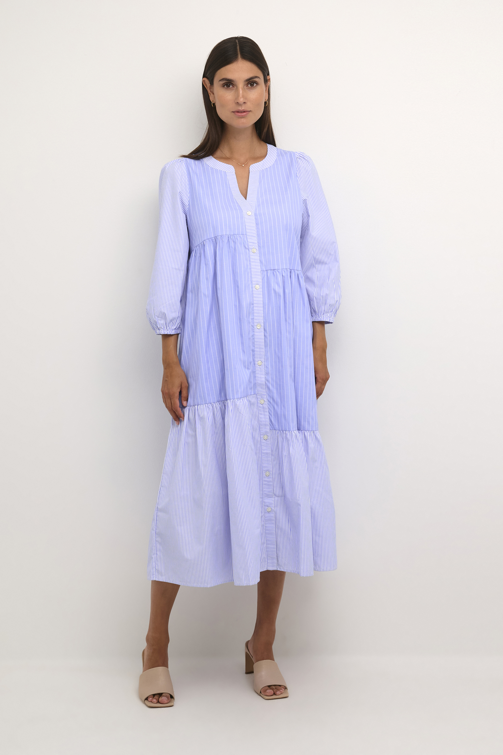 Kleid A-shape blue white M