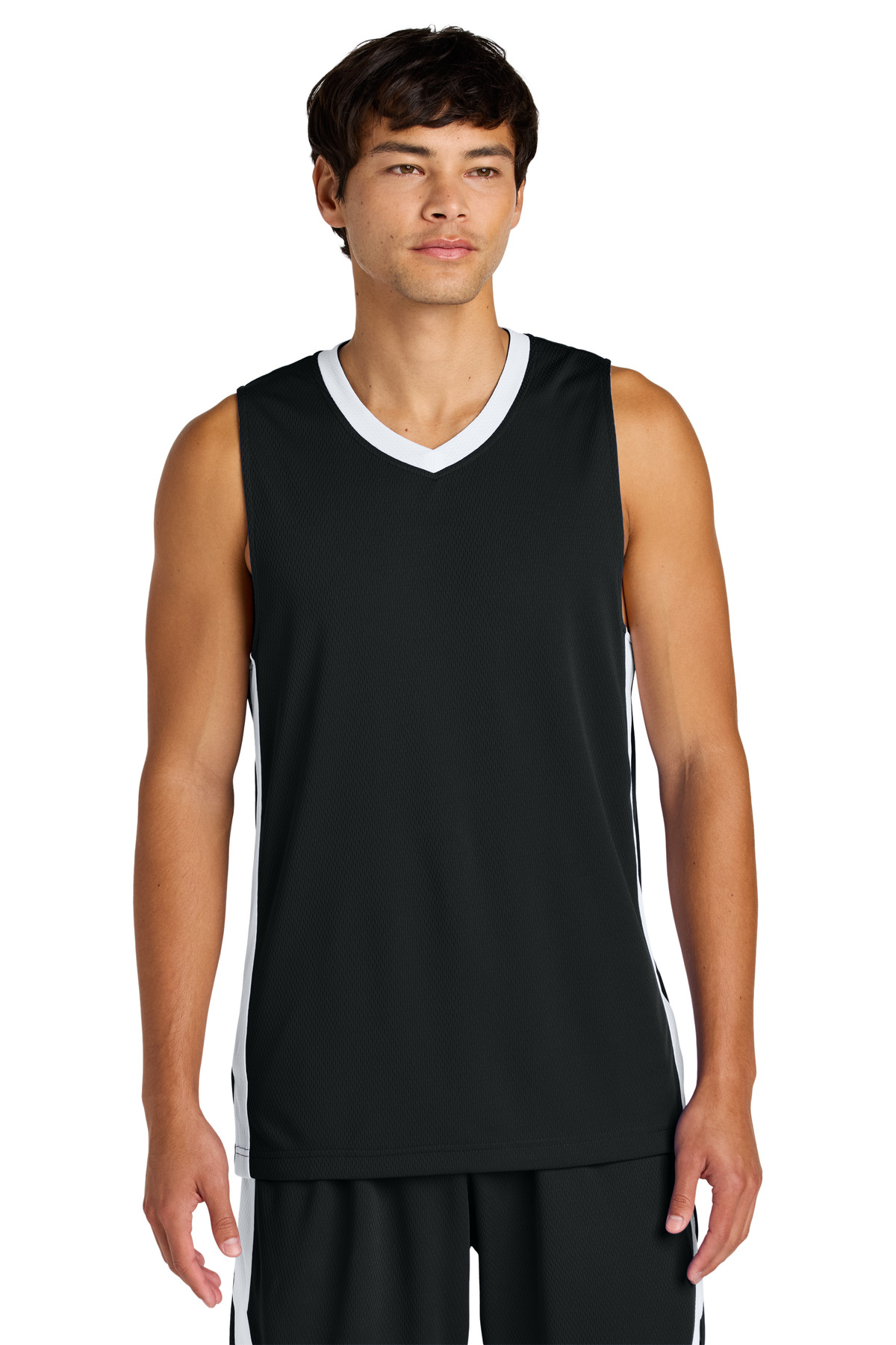 Sport-Tek ST900 Athletic Rival Basketball Rev Jersey T-Shirt in Black/White size XS | Polyester