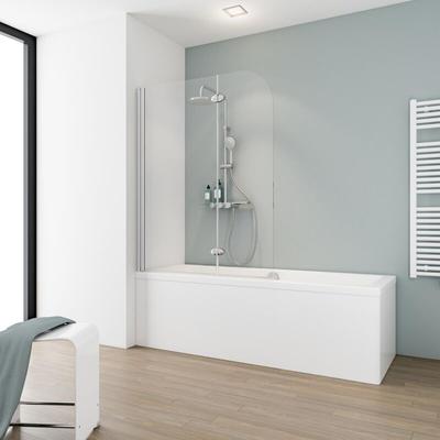 Badewannenfaltwand Komfort 2-teilig faltbar - Breite: 112 cm, Höhe: 140 cm, Glas: 5 mm Image