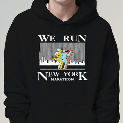 TEMU Marathon Essential, New Marathon-inspired Men's Fleece Hoodie - Casual Pullover With Kangaroo Pocket, Long Sleeve, Winter , Polyester Image