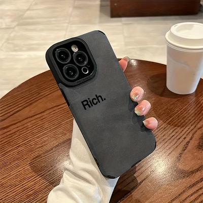 TEMU Wealthysuitable For /16 Pro//16 Pro Max Phone Case 15/14/13/12/11, Matte Leather Case Precision Hole Phone Case Shockproof Vintage Suede Texture Fashion Tpu Phone Case Image