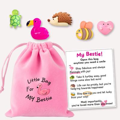 TEMU 6pcs My Bestie Gift Set, Warm Pocket Hug With Flamingo, Turtle, Heart, Hedgehog, Bee, Gift For , Birthdays, Weddings, Anniversaries, And Special Occasions Image