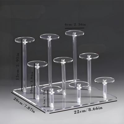 TEMU 1pc Clear Acrylic Multi-tier Round Display Stand - Modern Desktop Riser For Collectible Figurines, Perfumes & Jewelry - Decor Organizer, Shelf Decor Items, , Sturdy Base Image