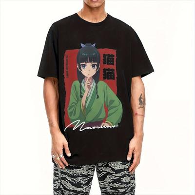 TEMU Maomao Diaries Anime Pattern T-shirt, 100% Cotton Crew Neck T-shirt, Breathable Moisture-wicking Fabric, Unisex , Knitted Fabric Top, Regular Fit- Ideal Gift Image