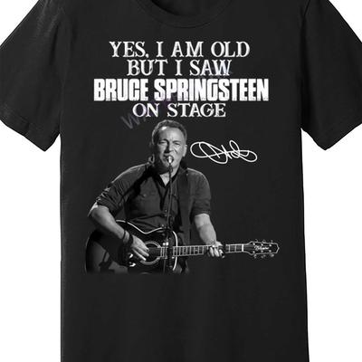 TEMU Vintage-inspired ' Old But I Saw' Men's Short Sleeve-shirt- Black Tee, Humorous Music Fans, Washable, Casual Round Neck Design, Music Shirts Image