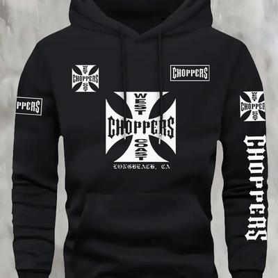 "TEMU Kourrter "" Graphic Hoodie - 's Casual Pullover With & Skull Design, Pockets, Fall/winter Streetwear, Casual Wear Hoodie | Skull Print Hoodie | Geometric Print Hoodie" Image