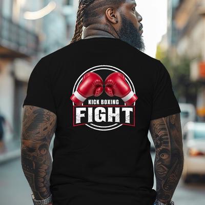 TEMU Design For A Kickboxing Printed On A T-shirt, Casual Short-sleeve Tees For Men, Summer Wear. Image