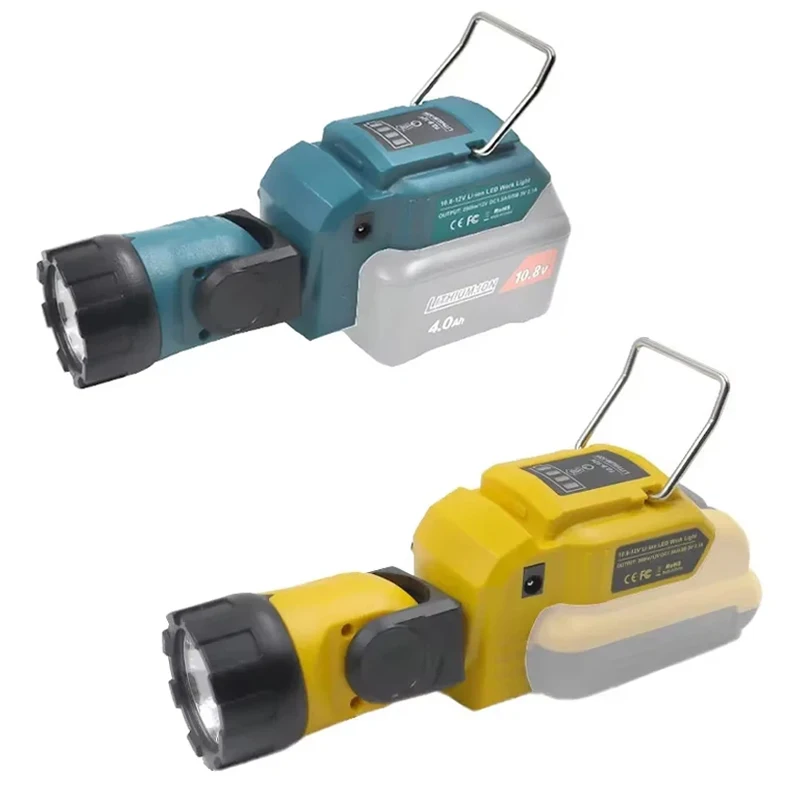 Scheinwerfer LED Warnung Licht Arbeit Lampe Taschenlampe USB Ladegerät Für Makita Für DeWalt 10,8 V 12 V Li-Ion Batterie BL1021 BL1041 DCB120 Image