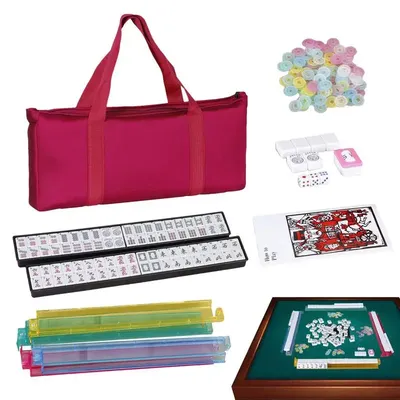 Mahjong-Fliesen-Set, klassisches Mahjong-Brettspiel-Set, schönes tragbares Mah Jongg-Spiel mit Image
