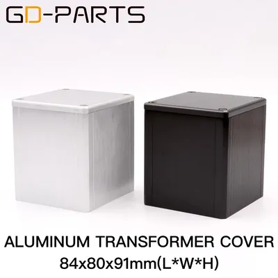 1PC 84x80x91mm Volle Aluminium Triode Transformator Schützen Abdeckung Gehäuse Fall Hifi Audio Vintage rohr Verstärker DIY Schwarz Silber Image