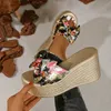 Keile Frauen Schuhe 2025 Sommer Neue Glänzende Große Schmetterling Knoten frauen Slipper Super High
