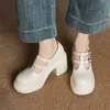 2025 neue College Stil Mary Jane Flache Plattform Schafe Leder Frau Schuhe 10 cm High Heel Frauen Pumpen Mode Loafer Schuhe TE22