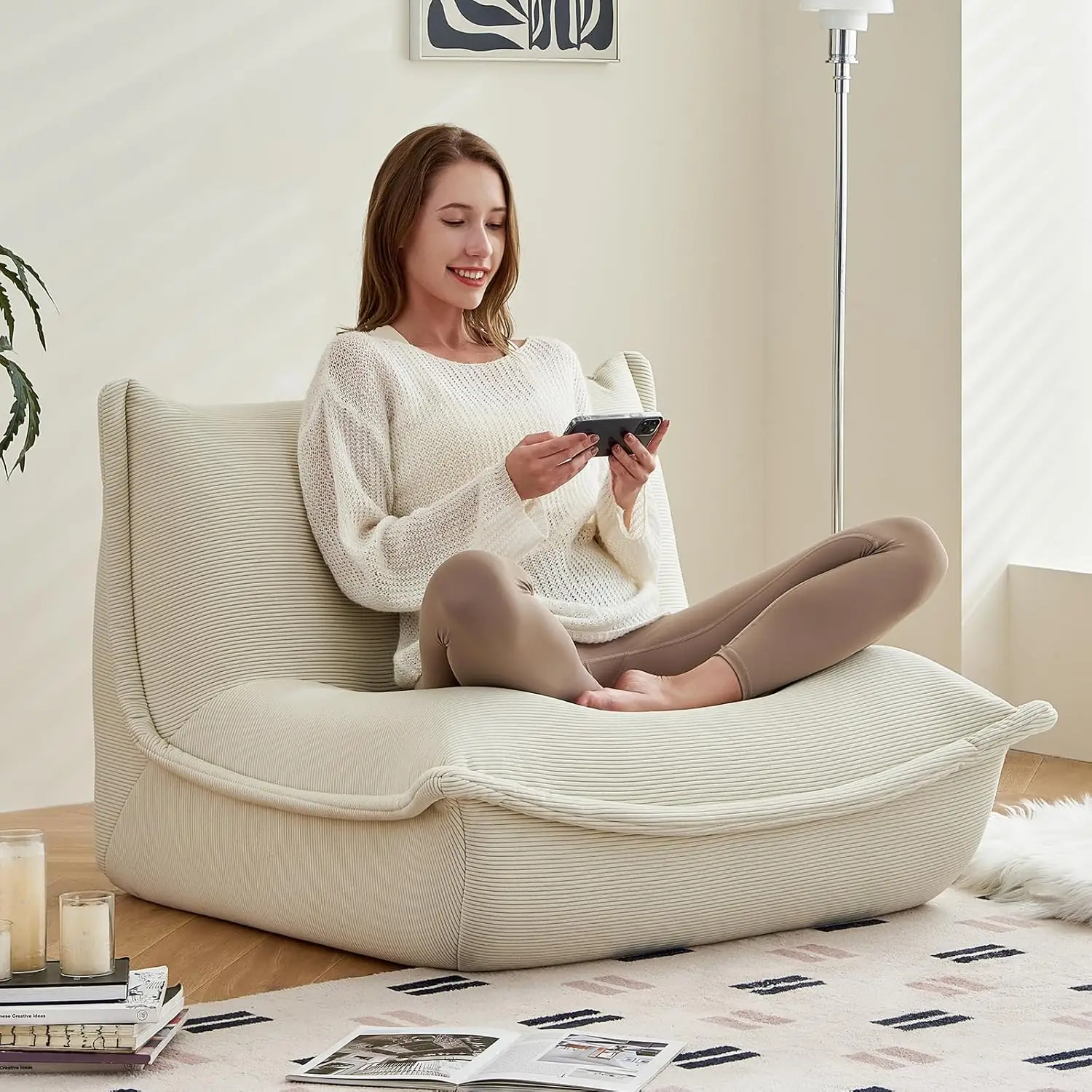 Großer Lazy Sofa Chair Fireside Bequemer Sitz für Erwachsene, sinkende Weichheit im Wohnzimmer und Schlafzimmer Image