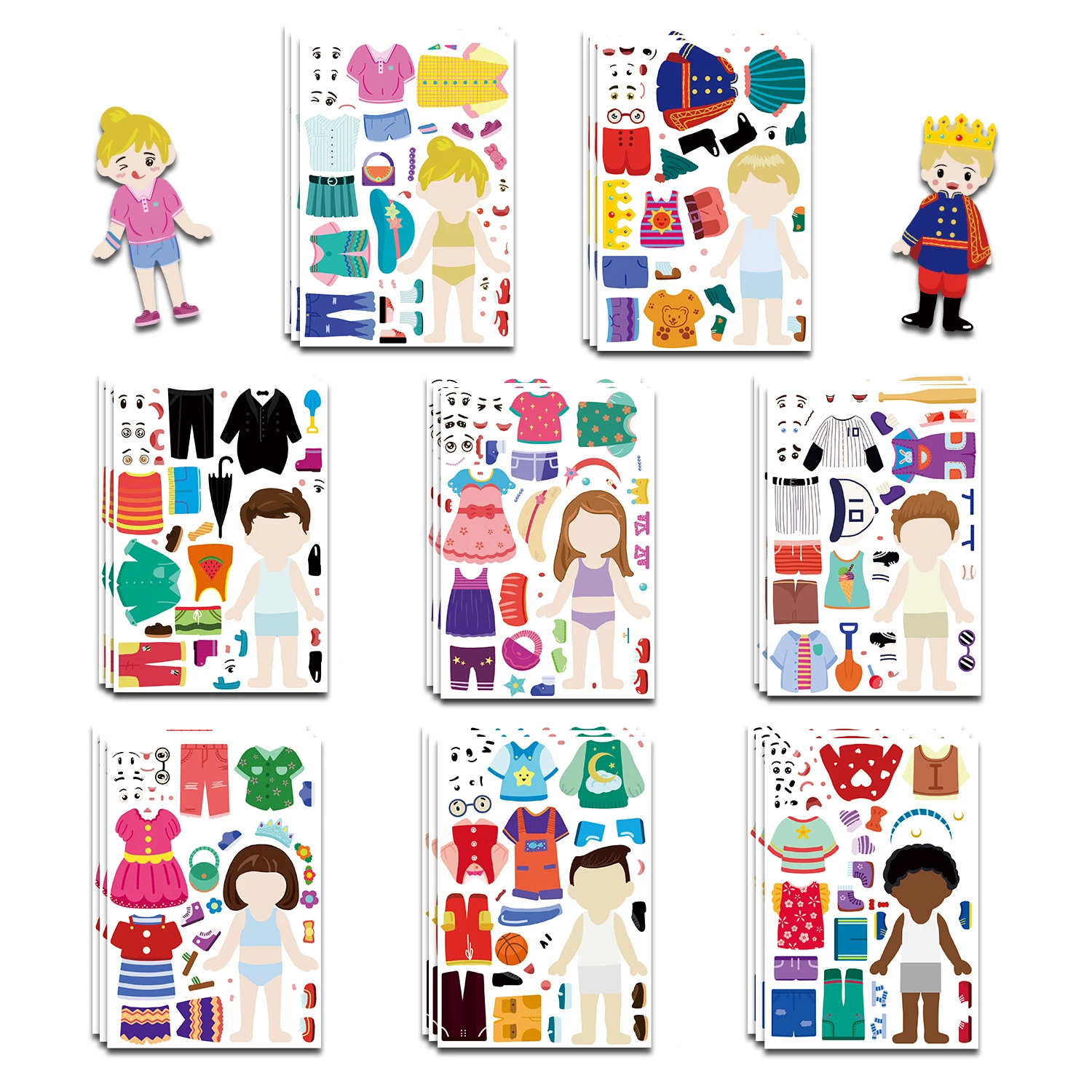 8PCS Cartoon Nette Kinder Dress Up Collage Sammelalbum Collage Material Skateboard/Gitarre/Briefpapier/Tagebuch Wasserdicht dekorative Image