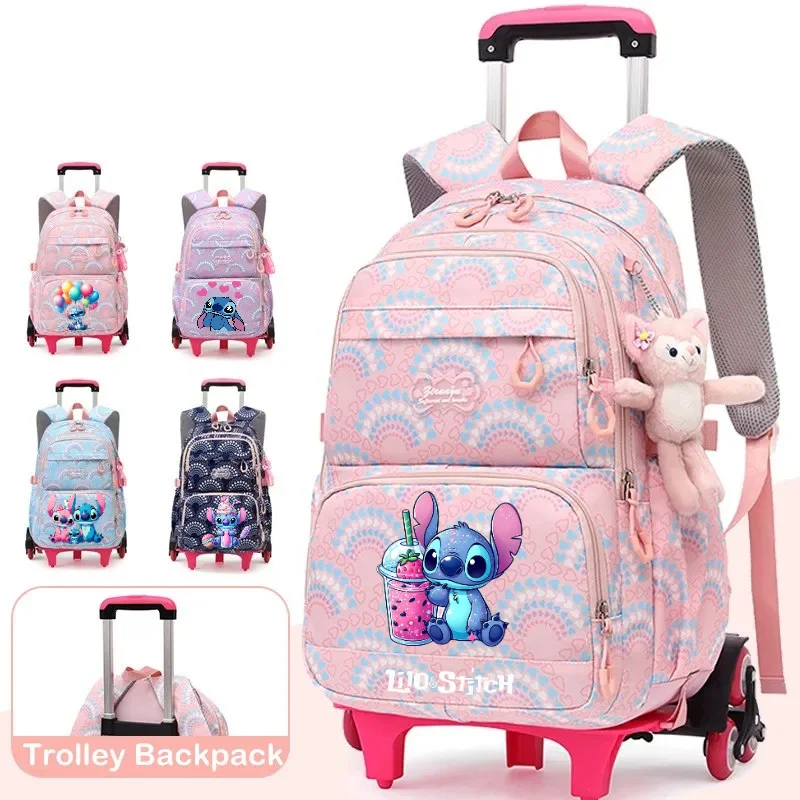 Sac à dos imprimé point sac d'école roulant sac à dos pour filles sacs à dos d'école imperméables avec roues sac à dos de bagage de chariot d'école