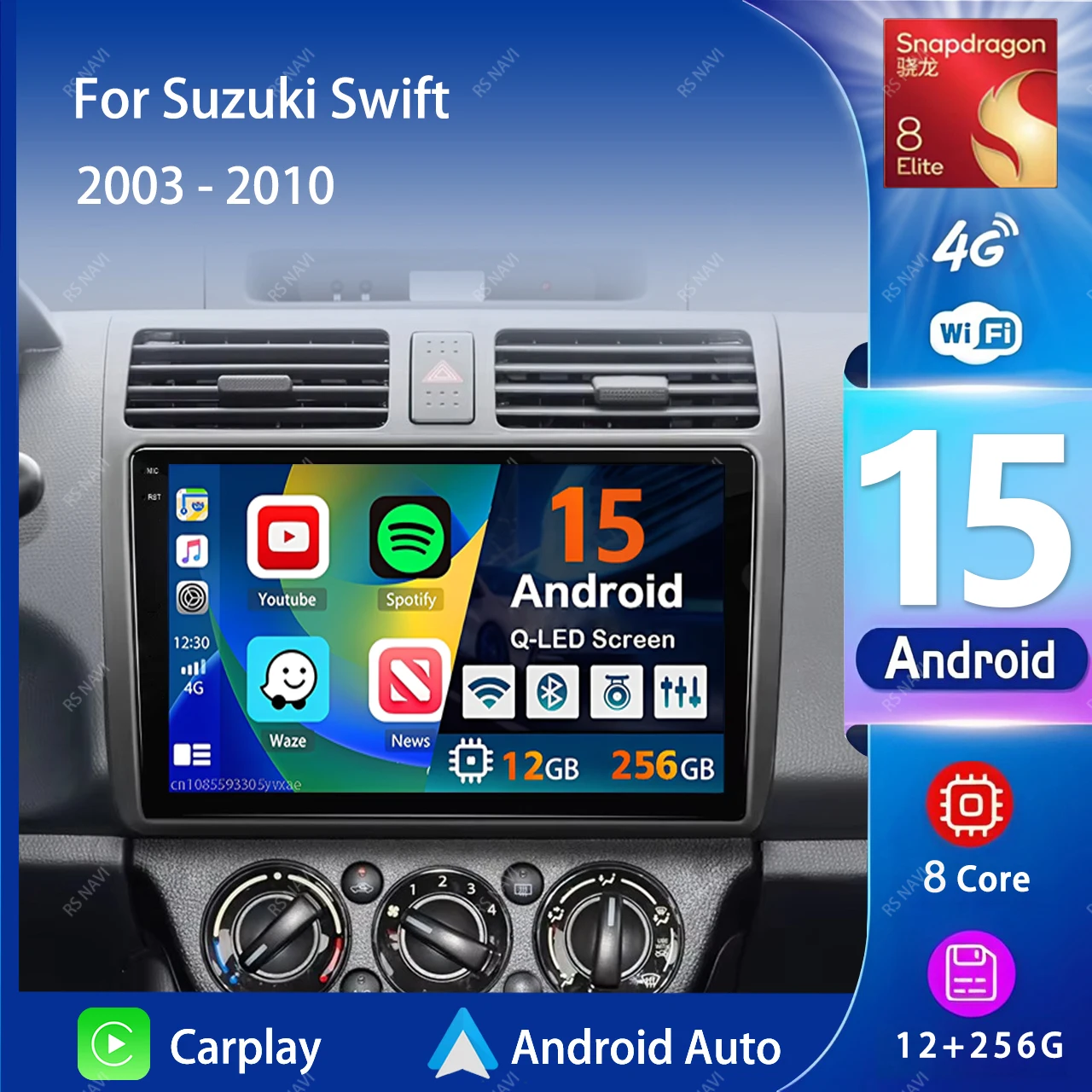 Android 15 Carplay Auto 2K Bildschirm Auto Radio Multimedia Player Für Suzuki Swift 2003-2010 Autoradio GPS Stereo 2din Kopf Einheit Image
