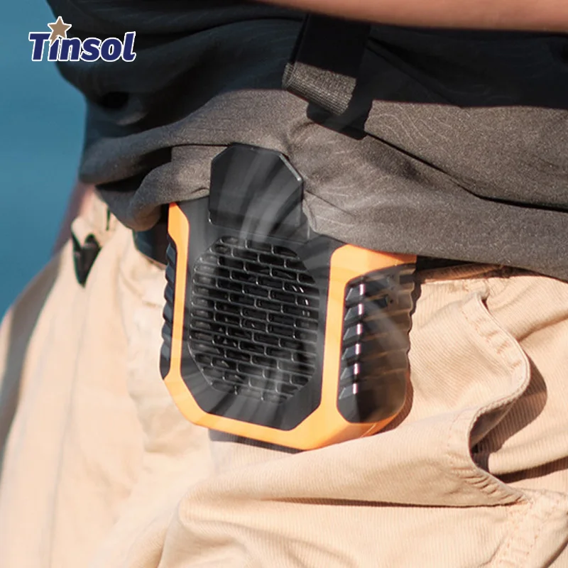TINSOL Tragbarer Taillenventilator, hängender Halsventilator, Mini-USB-wiederaufladbar, tragbarer Taillenclip-Ventilator, Outdoor-Sport, kleiner Ventilator Image
