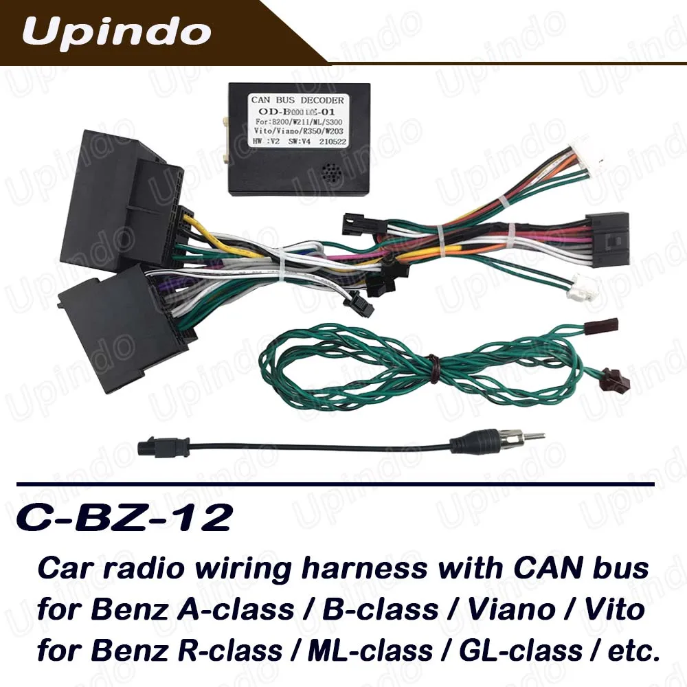Upindo Auto Android Radio Kabelbaum CAN Bus Stromkabel Stecker für Benz B200 W211 ML Vito Viano R350 W203 Image