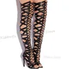 Cross Strap Rom Sandale Stiefel Lace-Up Echtes Leder Einfarbig Hohl Mode Elegante Sexy Luxus Frauen Schuhe Neue Dünne fersen