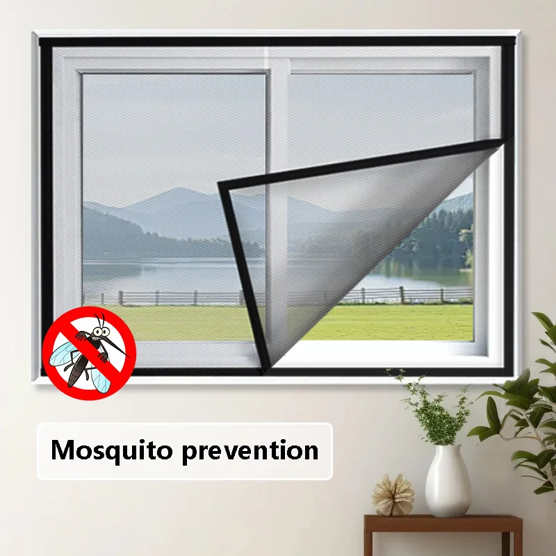 Fenster-Moskitonetz, Insektenschutz, unsichtbares Moskito- und Fliegennetz aus schwarzer Polyesterfaser, geeignet für Tür- und Fenstergitter...