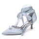 Womens Pearl Ankle Strap Pumps Low Kitten Heel with Bow Bridal Heels for Women Prom Evening Party Dress Shoes Pumps,Silver,7 UK