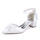 Hanfike Women Guest Dress Shoes for Wedding Ankle Strap Evening Pumps J335 Lace Flower White UK 6.5