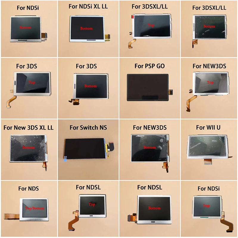 1PC Game Console Replacement Part Top Bottom Upper Lower LCD Screen Display For NDS NDSL NDSi New 3DS LL XL PSP GO Switch WII U