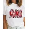 T-shirt con stampa a maniche corte Moda O-Collo T Abbigliamento Donna Leopard Lettera anni 