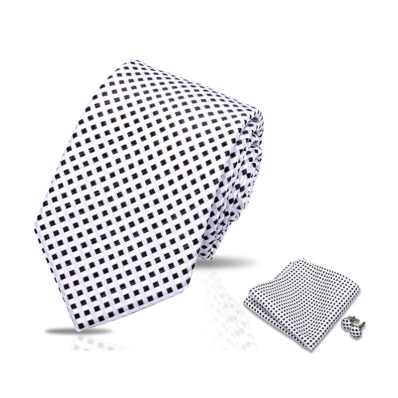 Set di cravatte da uomo di lusso bianco blu novità cravatte per uomo matrimonio fazzoletto gemelli regalo cravatta set cravatte quadrate tascabili festa