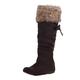 MMOOVV Women's Winter Boots with Fur Edge Warm Knitted Boots with Foldable Shaft in Various Colours, brown, 9 UK