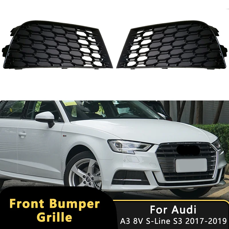 A Nido D'ape Maglia Esagonale Auto Paraurti Anteriore Della Luce di Nebbia Griglia Griglia Per AUDI A3 8V S-Line S3 2017-2020 Copertura Della Lampada Della Nebbia Accessori Auto