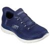Slip-On Sneaker SKECHERS "SUMMITS-CLASSY NIGHT", Damen, Gr. 40, silber (navy, silberfarben), Textil, sportlich, Schuhe, Slipper, Freizeitschuh mit komfortabler Heel Pillow Funktion