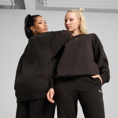 Langarmshirt PUMA "ESS OVERSIZED CREW FL", Damen, Gr. M, schwarz (puma schwarz), Fleece, Obermaterial: 66% Baumwolle, 34% Polyester, unifarben, sportlich, oversize normal, Rundhals, Langarm, Shirts Image