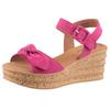 Keilsandalette GABOR, Damen, Gr. 39, pink, Ziegenveloursleder, modisch, Schuhe, Plateau, Sommerschuh, Riemchensandale mit Klettverschlüssen