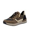 Sneaker RIEKER, Damen, Gr. 37, braun (braun kombiniert), Lederimitat, Textil, sportlich, Schuhe, Freizeitschuh, Schnürschuh, Halbschuh mit modischen Akzenten