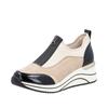 Slip-On Sneaker REMONTE "Elisabeth Hurley-Collection", Damen, Gr. 45, beige (beige, schwarz), Lederimitat, Lacklederimitat, Textil, sportlich, Schuhe, Keilsneaker, Slipper, Schlupfschuh, Freizeitschuh, vegan