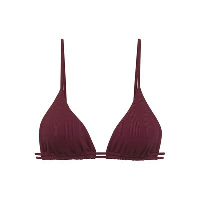 Triangel-Bikini-Top COPENHAGEN STUDIOS "Nela", Damen, Gr. 34, Cup A/B, rot (weinrot), Rippware, Recycling-Polyamid, unifarben, strukturiert, Bikini-Oberteile, aus modischer Strukturware Image