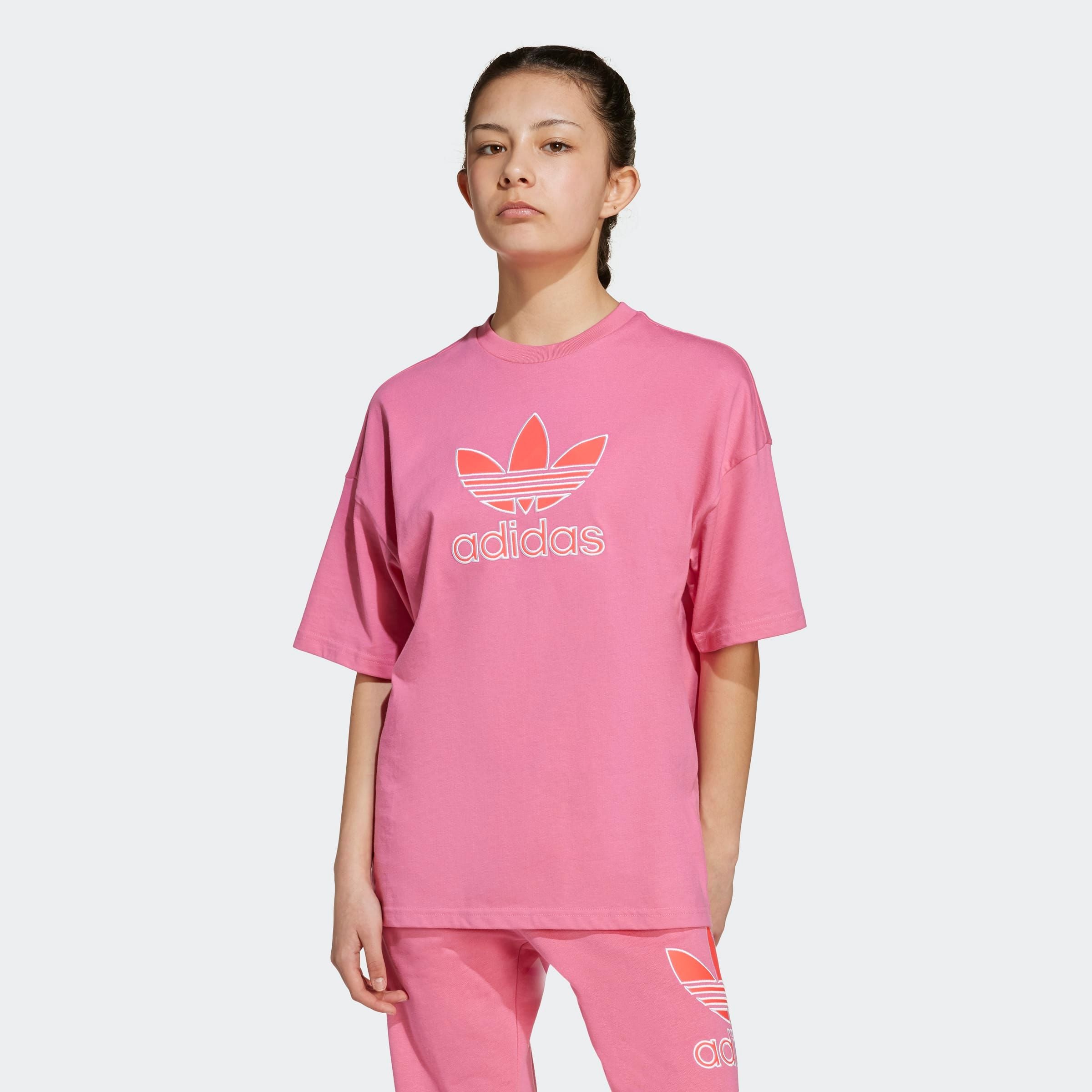 T-Shirt ADIDAS ORIGINALS "TEE", Kinder, Gr. 134, pink (pink fusion), Obermaterial: 100% Baumwolle, normal, Shirts Image