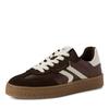 Plateausneaker TAMARIS, Damen, Gr. 39, braun, Glattleder, Veloursleder, kontrastfarbene Details, metallic, sportlich, Schuhe, Freizeitschuh, Halbschuh, Schnürschuh mit gepolstertem Schaftrand